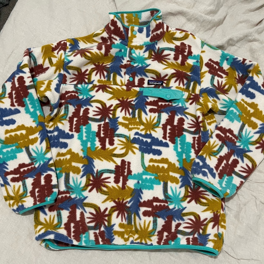 Patagonia Lightweight Synchilla Snap T Pullover  Fresh Teal Tree Connection Sz L